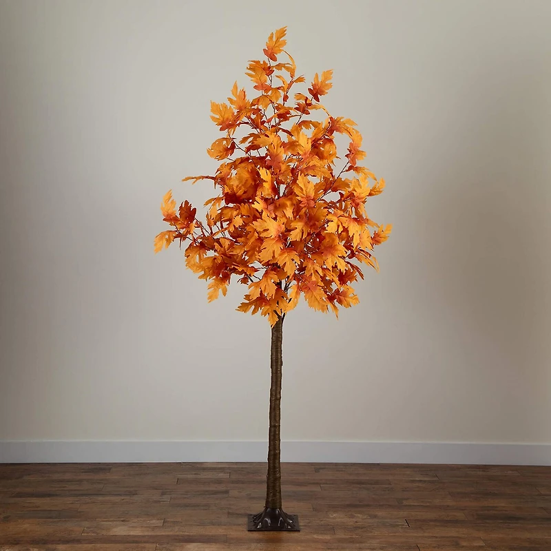 Nearly Natural 8ft Pre-Lit Autumn Maple Lighted Indoor Artificial Tree