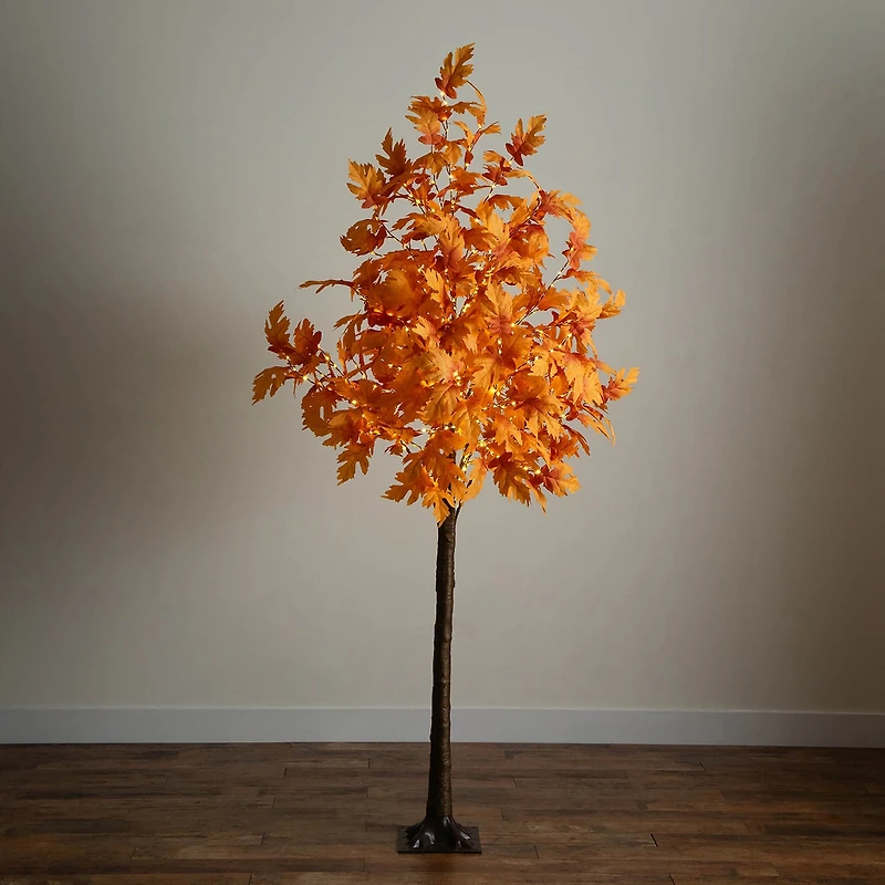 Nearly Natural 8ft Pre-Lit Autumn Maple Lighted Indoor Artificial Tree