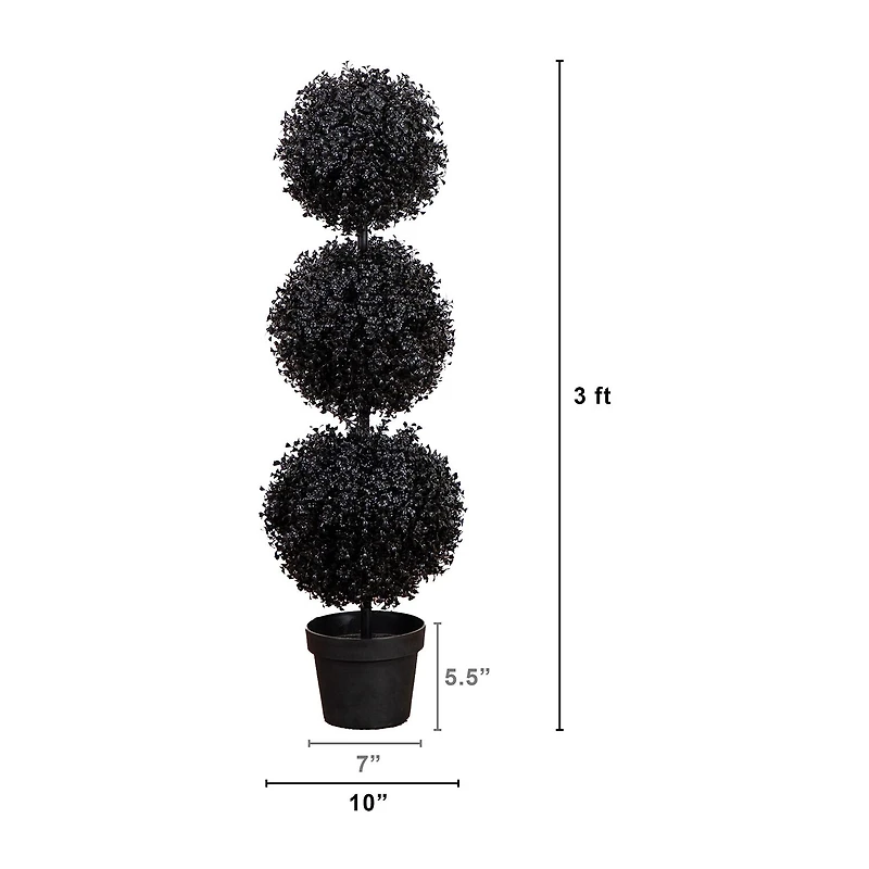 Nearly Natural 3ft Uv Black Boxwood Topiary In/Out Indoor Outdoor Artificial Tree