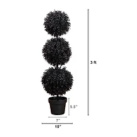 Nearly Natural 3ft Uv Black Boxwood Topiary In/Out Indoor Outdoor Artificial Tree