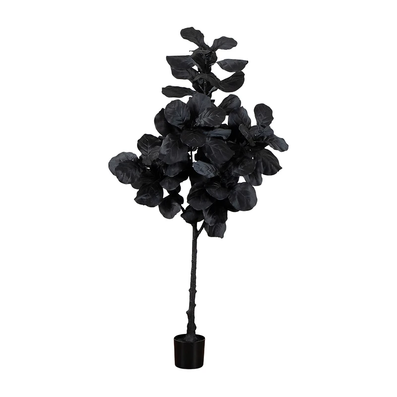 Nearly Natural 6ft Halloween Black Fiddle Leaf Indoor Artificial Tree