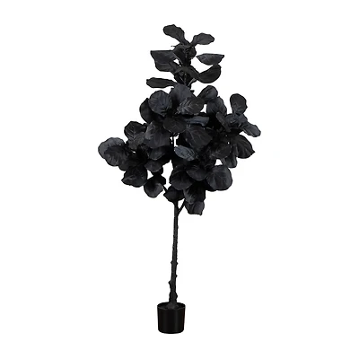 Nearly Natural 6ft Halloween Black Fiddle Leaf Indoor Artificial Tree