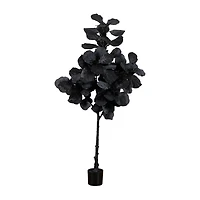 Nearly Natural 6ft Halloween Black Fiddle Leaf Indoor Artificial Tree