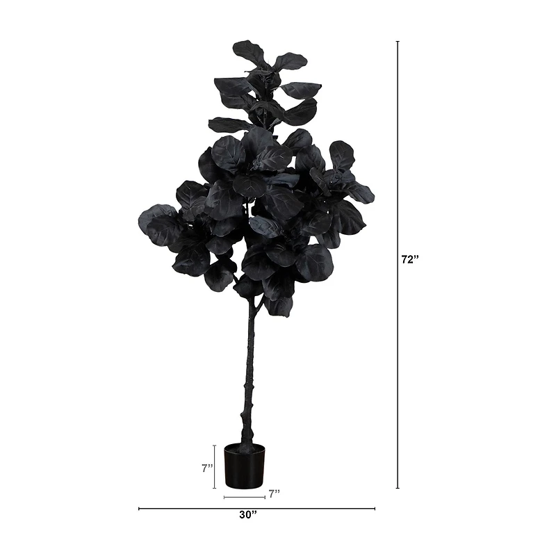 Nearly Natural 6ft Halloween Black Fiddle Leaf Indoor Artificial Tree