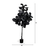 Nearly Natural 6ft Halloween Black Fiddle Leaf Indoor Artificial Tree