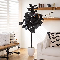 Nearly Natural 6ft Halloween Black Fiddle Leaf Indoor Artificial Tree