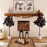 Nearly Natural 6ft Halloween Black Fiddle Leaf Indoor Artificial Tree