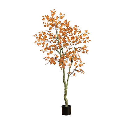 Nearly Natural 6ft Autumn Birch Leaf Indoor Artificial Tree