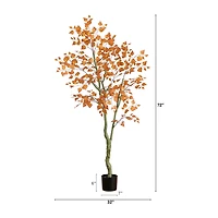 Nearly Natural 6ft Autumn Birch Leaf Indoor Artificial Tree