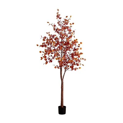 Nearly Natural 8ft Pre-Lit Eucalyptus Lighted Indoor Artificial Tree