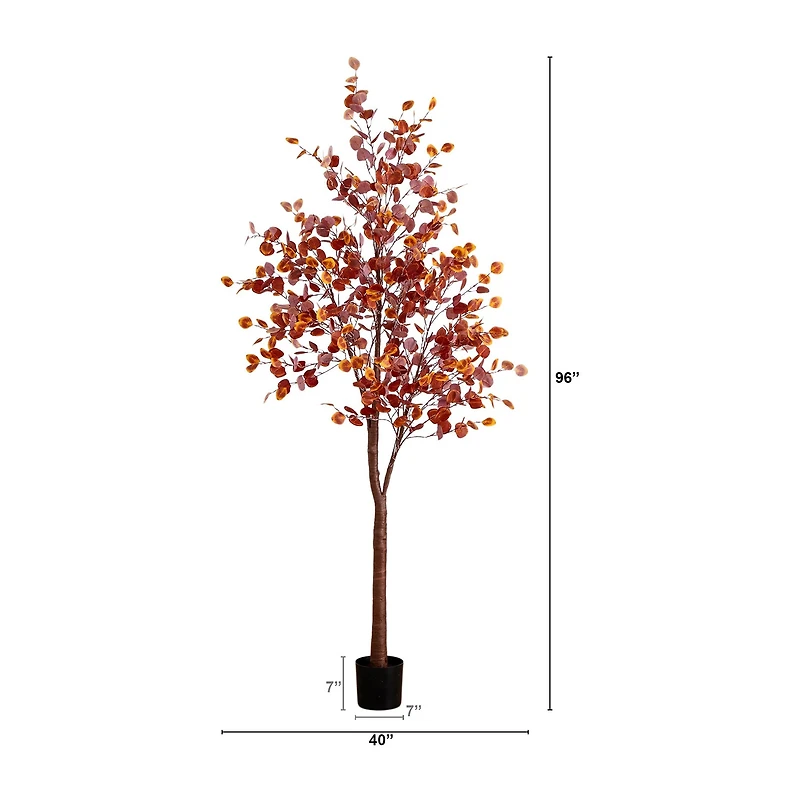 Nearly Natural 8ft Pre-Lit Eucalyptus Lighted Indoor Artificial Tree