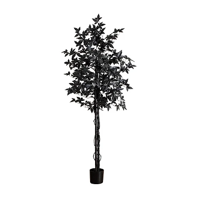 Nearly Natural 6ft Halloween Black Maple Indoor Artificial Tree