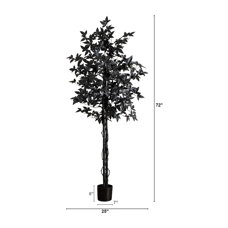 Nearly Natural 6ft Halloween Black Maple Indoor Artificial Tree