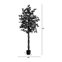 Nearly Natural 6ft Halloween Black Maple Indoor Artificial Tree