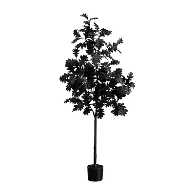 Nearly Natural 5ft Black Oak Halloween Indoor Artificial Tree
