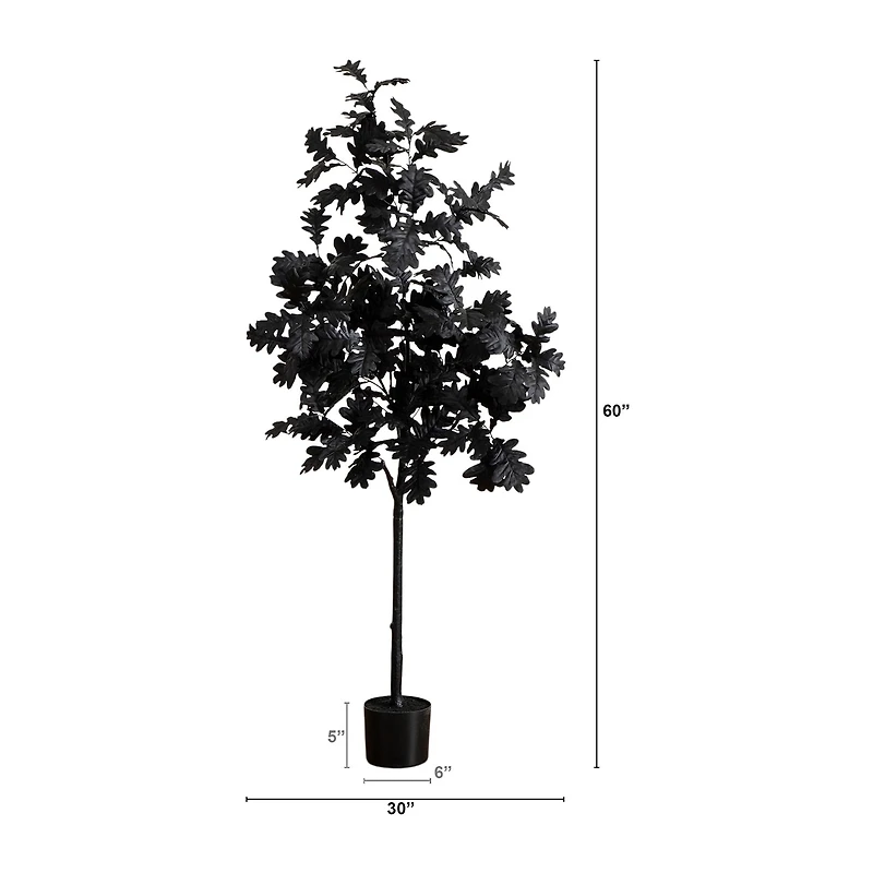 Nearly Natural 5ft Black Oak Halloween Indoor Artificial Tree