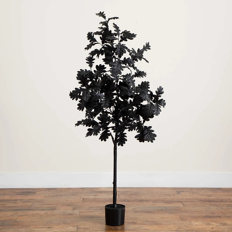 Nearly Natural 5ft Black Oak Halloween Indoor Artificial Tree