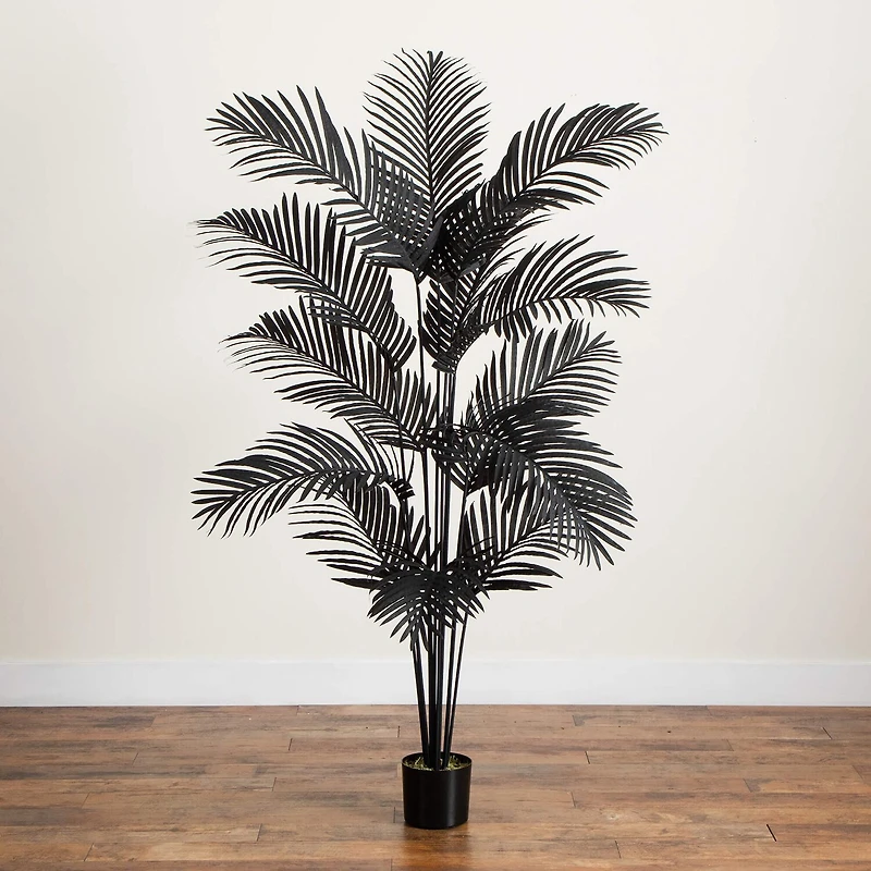 Nearly Natural 6ft Black Paradise Palm Indoor Artificial Tree