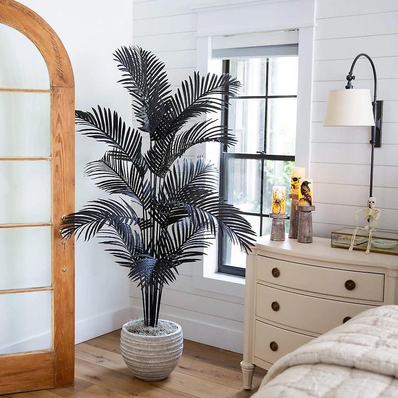 Nearly Natural 6ft Black Paradise Palm Indoor Artificial Tree