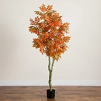 Nearly Natural 6ft Autumn Sumac Fall Indoor Artificial Tree