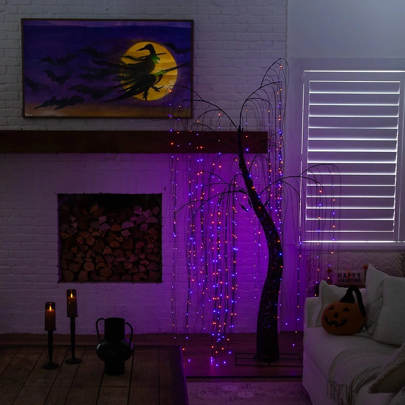 Nearly Natural 7ft Pre-Lit Halloween Lighted Indoor Artificial Tree