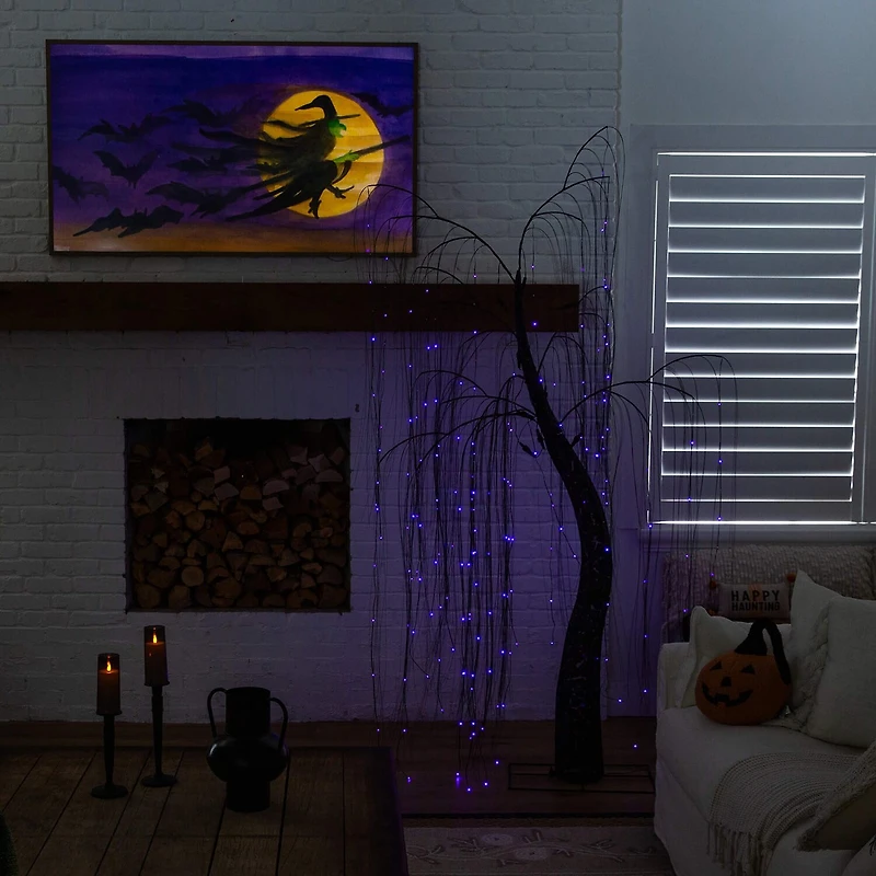 Nearly Natural 7ft Pre-Lit Halloween Lighted Indoor Artificial Tree