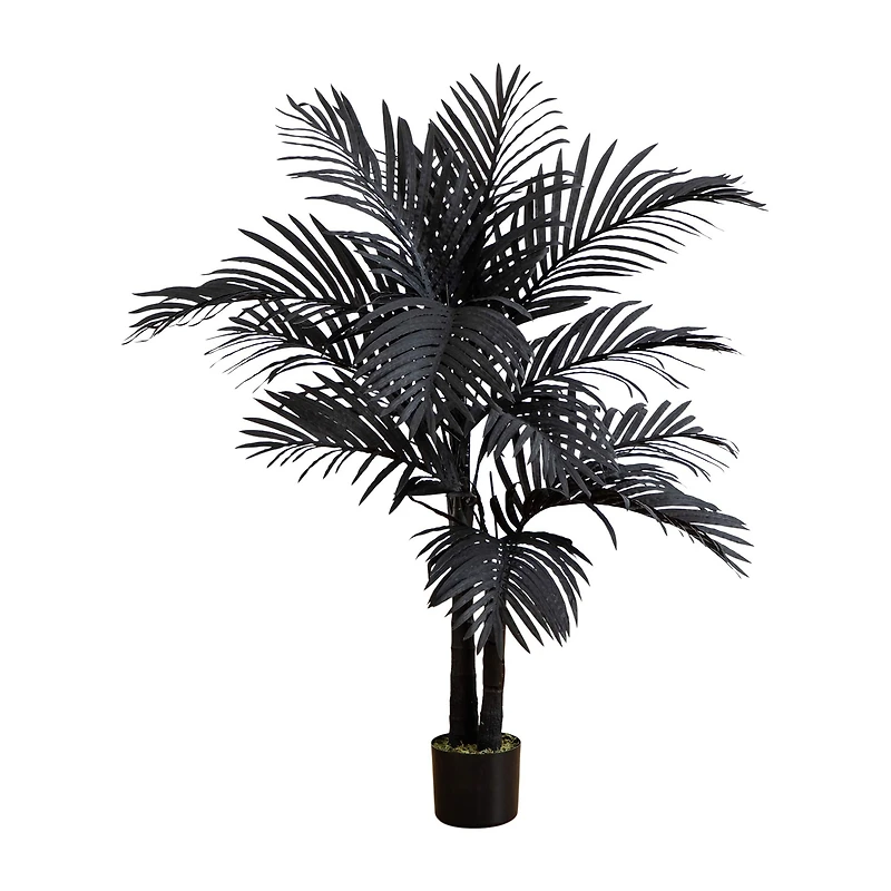Nearly Natural 4ft Black Golden Cane Indoor Artificial Tree