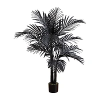 Nearly Natural 4ft Black Golden Cane Indoor Artificial Tree
