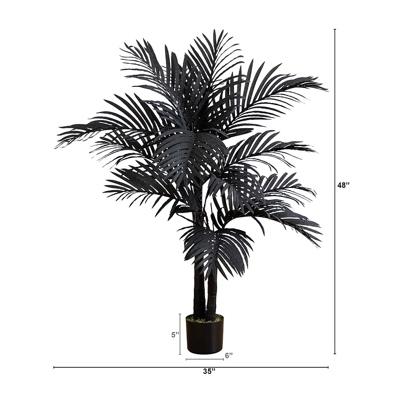 Nearly Natural 4ft Black Golden Cane Indoor Artificial Tree