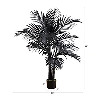 Nearly Natural 4ft Black Golden Cane Indoor Artificial Tree
