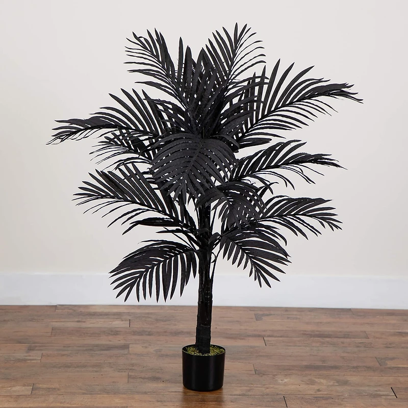 Nearly Natural 4ft Black Golden Cane Indoor Artificial Tree