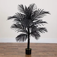 Nearly Natural 4ft Black Golden Cane Indoor Artificial Tree