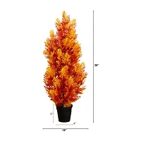 Nearly Natural 3ft Uv Resistant Autumn Cedar Indoor Outdoor Artificial Tree