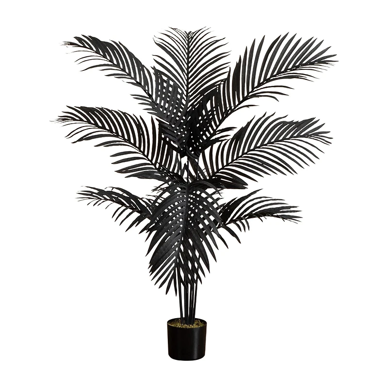 Nearly Natural 4ft Halloween Black Palm Indoor Artificial Tree