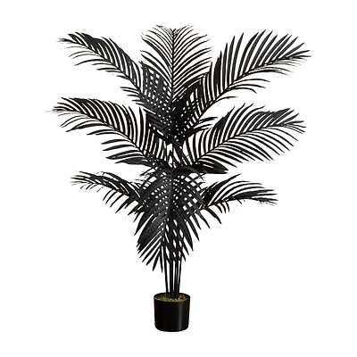 Nearly Natural 4ft Halloween Black Palm Indoor Artificial Tree