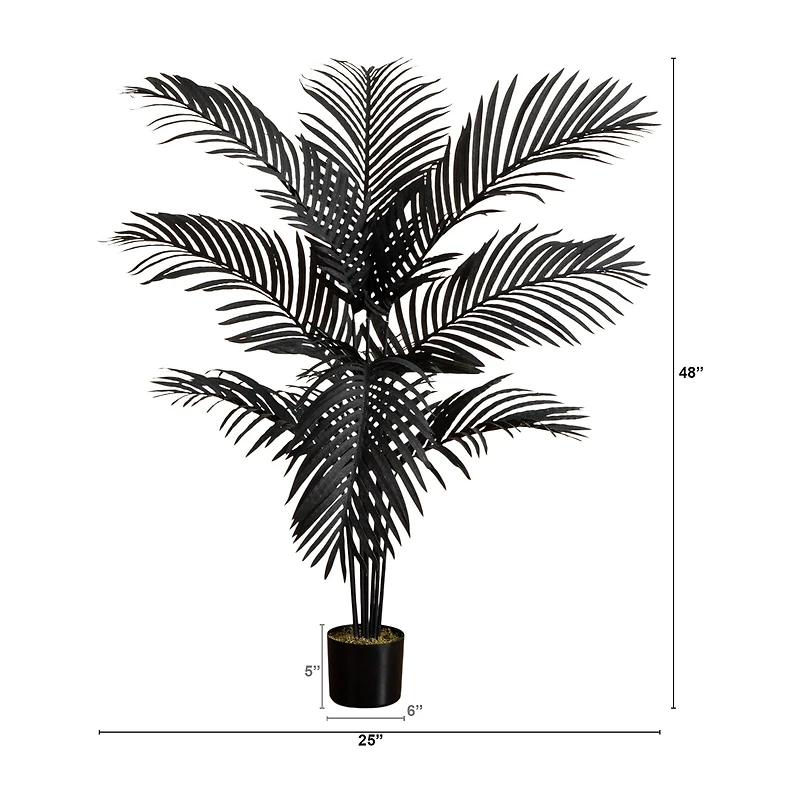 Nearly Natural 4ft Halloween Black Palm Indoor Artificial Tree