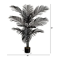 Nearly Natural 4ft Halloween Black Palm Indoor Artificial Tree