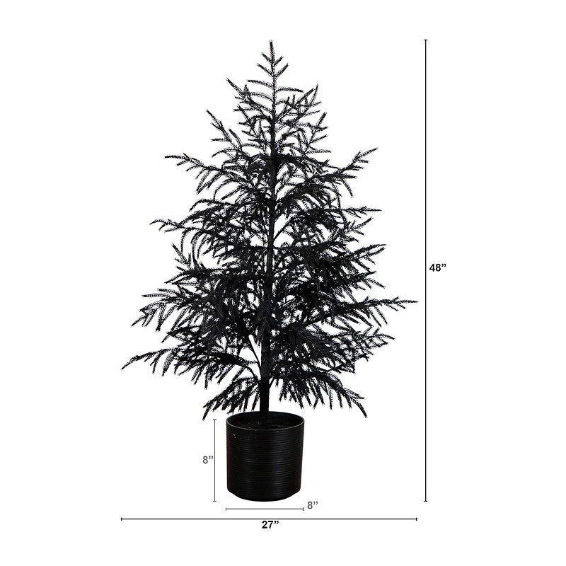 Nearly Natural 4ft Halloween Black Pine Christmas Indoor Artificial Tree