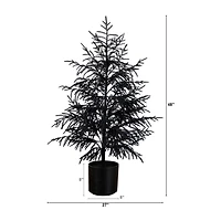 Nearly Natural 4ft Halloween Black Pine Christmas Indoor Artificial Tree