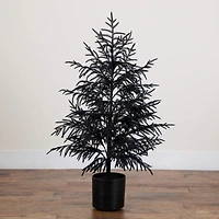 Nearly Natural 4ft Halloween Black Pine Christmas Indoor Artificial Tree