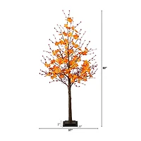 Nearly Natural 5ft Autumn Maple Fall Lighted Indoor Artificial Tree