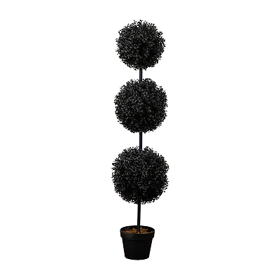 Nearly Natural Halloween Black Boxwood Indoor Outdoor Artificial Tree