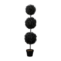 Nearly Natural Halloween Black Boxwood Indoor Outdoor Artificial Tree