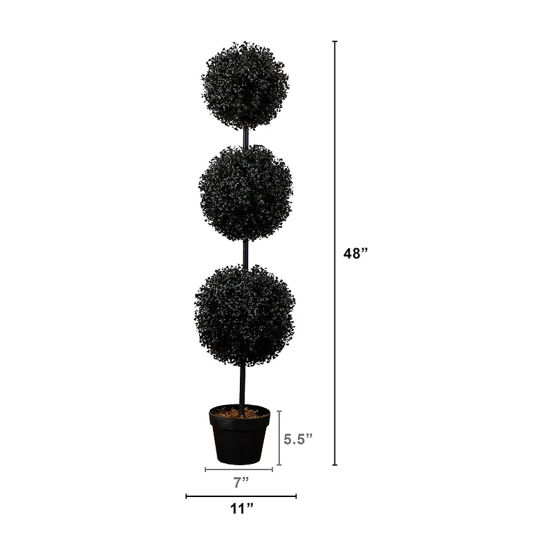 Nearly Natural Halloween Black Boxwood Indoor Outdoor Artificial Tree