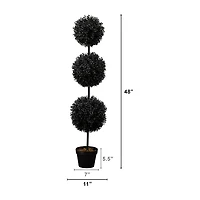 Nearly Natural Halloween Black Boxwood Indoor Outdoor Artificial Tree