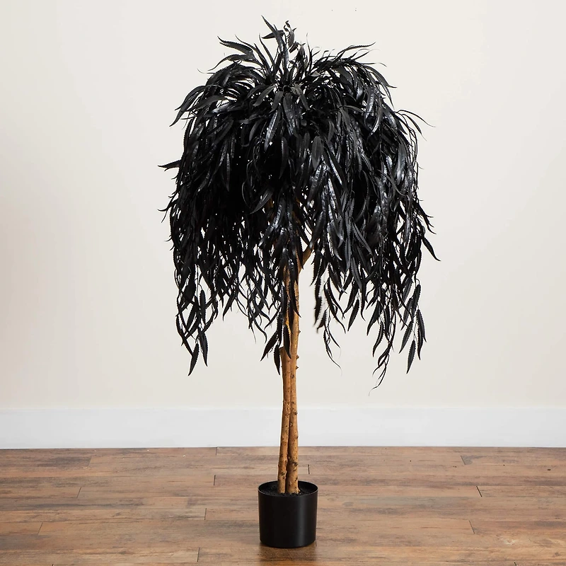 Nearly Natural 4ft Halloween Black Willow Indoor Artificial Tree