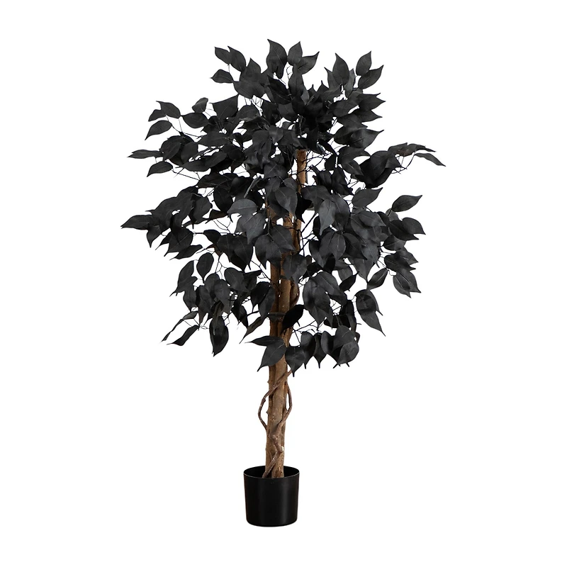 Nearly Natural 3ft Halloween Black Ficus Indoor Artificial Tree