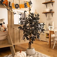 Nearly Natural 3ft Halloween Black Ficus Indoor Artificial Tree