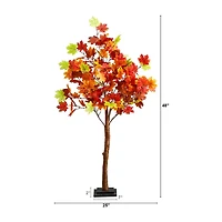 Nearly Natural 4ft Autumn Maple Fall Lighted Indoor Artificial Tree