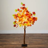 Nearly Natural 4ft Autumn Maple Fall Lighted Indoor Artificial Tree